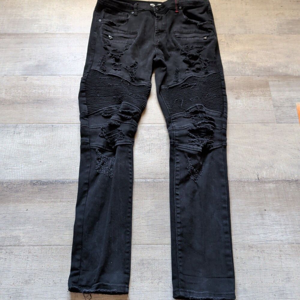 ​PREME Mens Black Denim Jeans Size 36x33 Stretch Slim Fit Casual Pants